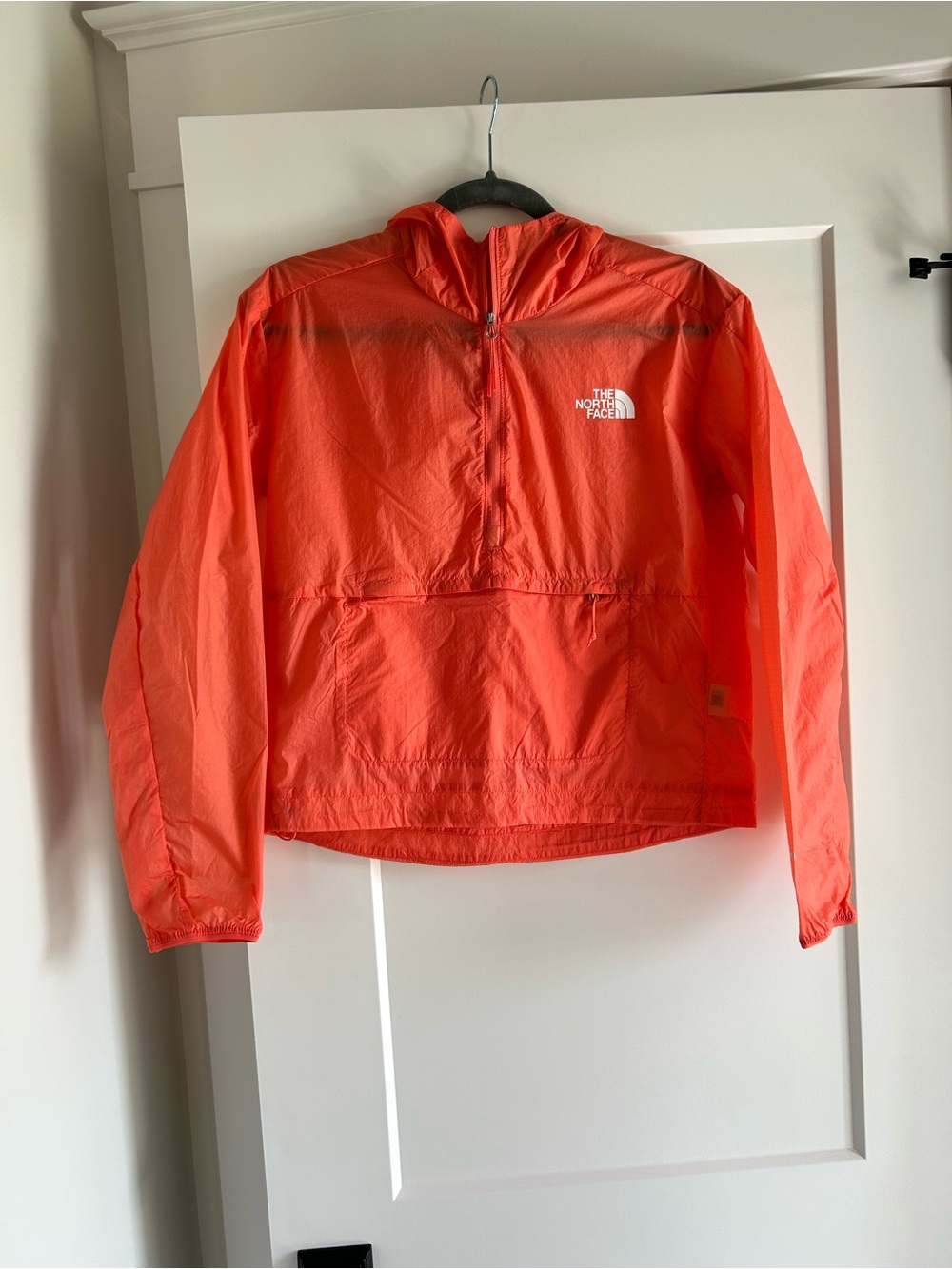The North Face Women's Bright Coral Half-Zip Windbreaker Jacket